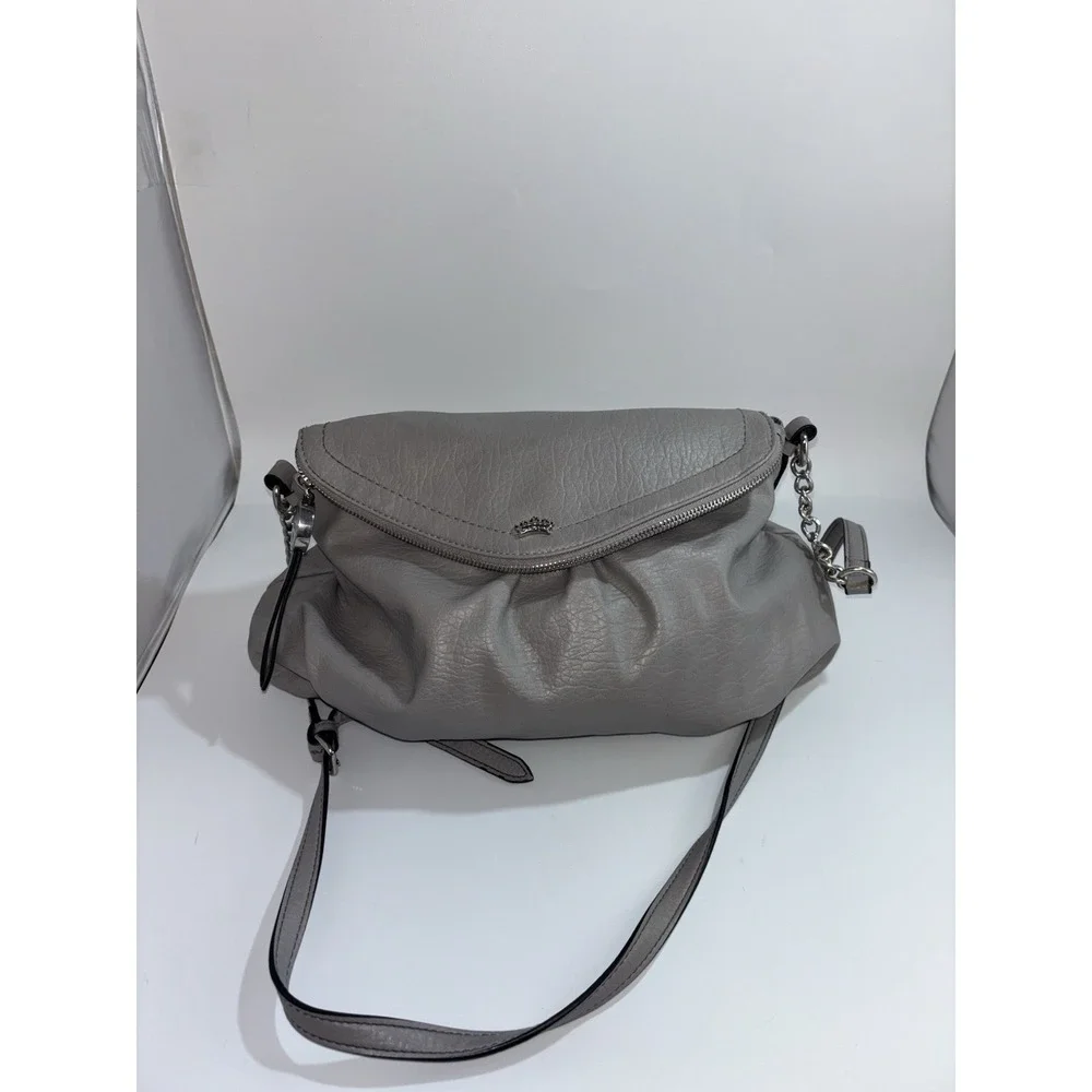Vintage Juicy‎ Couture Y2K Gray Leather Silver Hardware Keys Hobo Bag Purse